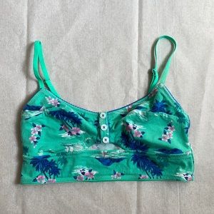 Gilly Hicks Green Patterned Unlined Bralette S
